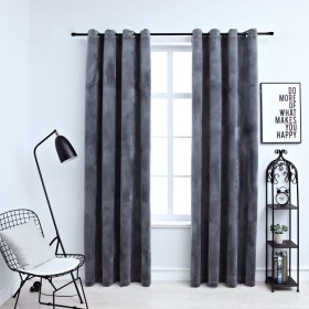 Cortinas opacas anillas 2 uds terciopelo antracita 140x245 cm de vidaXL, Cortinas y visillos - Ref: Foro24-134498, Precio: 47...