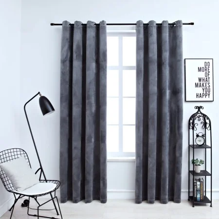 Cortinas opacas anillas 2 uds terciopelo antracita 140x245 cm de vidaXL, Cortinas y visillos - Ref: Foro24-134498, Precio: 46...