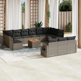 Set de sofás de jardín 14 pzas con cojines ratán sintético gris de , Sofás modulares de exterior - Ref: Foro24-3224807, Preci...