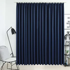 Cortina opaca con ganchos azul 290x245 cm de vidaXL, Cortinas y visillos - Ref: Foro24-134457, Precio: 32,62 €, Descuento: %