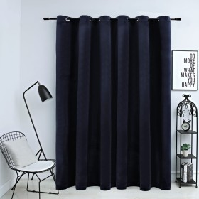 Cortina opaca con anillas de metal terciopelo negro 290x245 cm de vidaXL, Cortinas y visillos - Ref: Foro24-134491, Precio: 6...