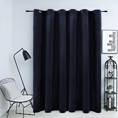 Cortina opaca con anillas de metal terciopelo negro 290x245 cm de vidaXL, Cortinas y visillos - Ref: Foro24-134491, Precio: 6...