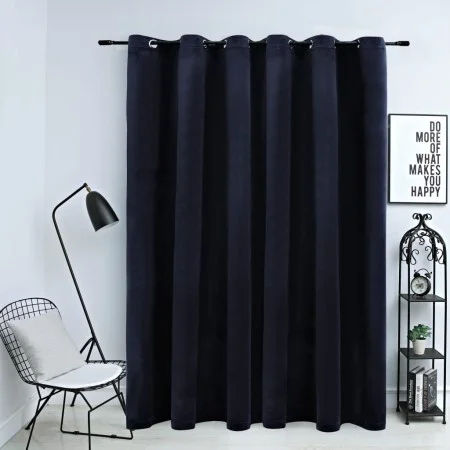 Cortina opaca con anillas de metal terciopelo negro 290x245 cm de vidaXL, Cortinas y visillos - Ref: Foro24-134491, Precio: 6...