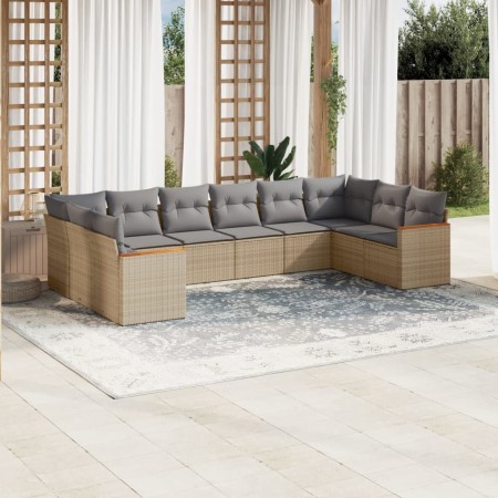 Juego de sofás jardín con cojines beige 10 pzas ratán sintético de , Conjuntos de jardín - Ref: Foro24-3226325, Precio: 626,1...