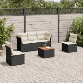Set de sofás de jardín 6 piezas y cojines ratán sintético negro de , Conjuntos de jardín - Ref: Foro24-3255874, Precio: 336,2...