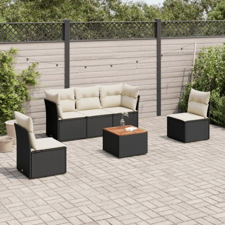 Set de sofás de jardín 6 piezas y cojines ratán sintético negro de , Conjuntos de jardín - Ref: Foro24-3255874, Precio: 336,2...