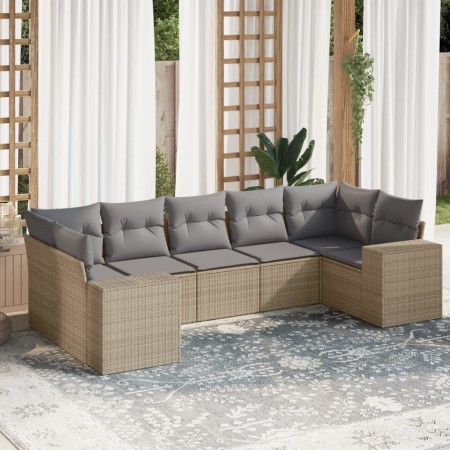 Set sofás de jardín 7 piezas y cojines ratán sintético beige de , Conjuntos de jardín - Ref: Foro24-3255326, Precio: 489,11 €...