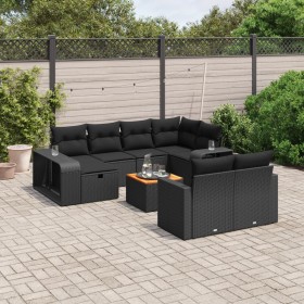 Set de sofás de jardín 11 pzas y cojines ratán sintético negro de , Conjuntos de jardín - Ref: Foro24-3266255, Precio: 612,30...