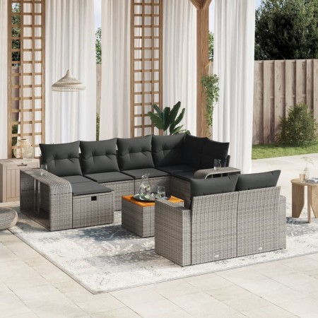 Set de sofás de jardín 11 pzas y cojines ratán sintético gris de , Conjuntos de jardín - Ref: Foro24-3266260, Precio: 581,60 ...