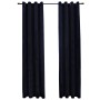 Cortinas opacas con anillas 2 pzas terciopelo negro 140x225 cm de vidaXL, Cortinas y visillos - Ref: Foro24-134489, Precio: 4...