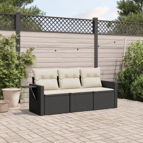 Set de sofás de jardín con cojines 3 pzas ratán sintético negro de , Conjuntos de jardín - Ref: Foro24-3219855, Precio: 197,6...