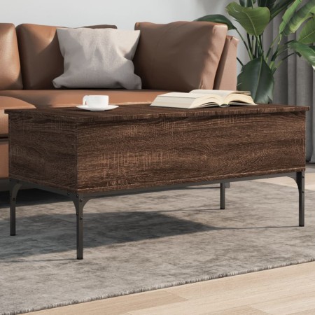Mesa de centro madera ingeniería metal roble marrón 100x50x45cm de , Mesas de centro - Ref: Foro24-845415, Precio: 66,37 €, D...