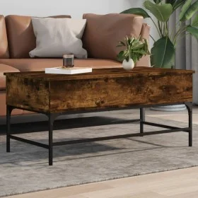 Mesa de centro madera ingeniería metal roble humo 100x50x45 cm de , Mesas de centro - Ref: Foro24-845398, Precio: 70,23 €, De...