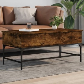 Mesa de centro madera ingeniería metal roble humo 100x50x45 cm de , Mesas de centro - Ref: Foro24-845398, Precio: 71,14 €, De...