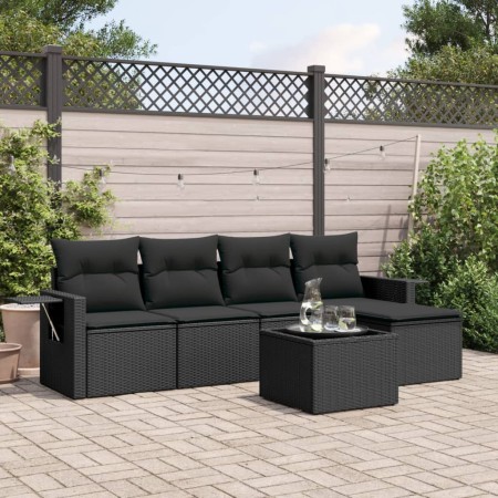 Set de sofás de jardín 6 piezas y cojines ratán sintético negro de , Conjuntos de jardín - Ref: Foro24-3220094, Precio: 351,0...