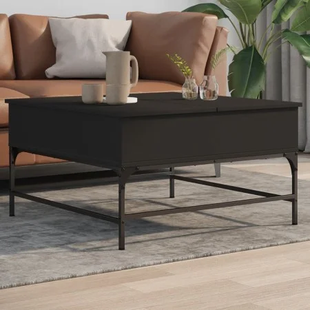 Couchtisch aus Holzwerkstoff und schwarzem Metall, 80 x 80 x 45 cm von , Couchtisch - Ref: Foro24-845401, Preis: 81,80 €, Rab...