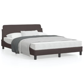 Estructura de cama con cabecero de tela marrón 140x200 cm de , Camas y somieres - Ref: Foro24-373188, Precio: 146,28 €, Descu...