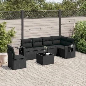 Set de comedor de jardín 7 pzas y cojines ratán sintético negro de , Conjuntos de jardín - Ref: Foro24-3220234, Precio: 481,2...