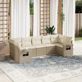 Set sofás de jardín 7 piezas y cojines ratán sintético beige de , Conjuntos de jardín - Ref: Foro24-3220587, Precio: 521,01 €...