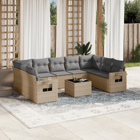 Juego de sofás jardín con cojines beige 10 pzas ratán sintético de , Conjuntos de jardín - Ref: Foro24-3220608, Precio: 590,0...