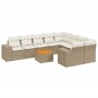 Juego de sofás jardín con cojines beige 10 pzas ratán sintético de , Conjuntos de jardín - Ref: Foro24-3257934, Precio: 730,7...