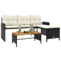 Sofá de jardín en forma de L con mesa y cojines ratán PE negro de , Sofás de exterior - Ref: Foro24-365581, Precio: 244,08 €,...