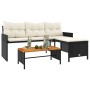 Sofá de jardín en forma de L con mesa y cojines ratán PE negro de , Sofás de exterior - Ref: Foro24-365581, Precio: 231,13 €,...