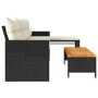 Sofá de jardín en forma de L con mesa y cojines ratán PE negro de , Sofás de exterior - Ref: Foro24-365581, Precio: 244,08 €,...