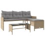 Sofá de jardín en forma de L con mesa y cojines ratán PE beige de , Sofás de exterior - Ref: Foro24-365576, Precio: 234,40 €,...
