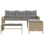 Sofá de jardín en forma de L con mesa y cojines ratán PE beige de , Sofás de exterior - Ref: Foro24-365576, Precio: 234,40 €,...