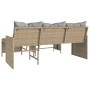 Sofá de jardín en forma de L con mesa y cojines ratán PE beige de , Sofás de exterior - Ref: Foro24-365576, Precio: 234,40 €,...