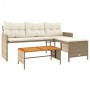 Sofá de jardín en forma de L con mesa y cojines ratán PE beige de , Sofás de exterior - Ref: Foro24-365583, Precio: 224,59 €,...