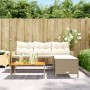 Sofá de jardín en forma de L con mesa y cojines ratán PE beige de , Sofás de exterior - Ref: Foro24-365583, Precio: 224,59 €,...