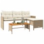 Sofá de jardín en forma de L con mesa y cojines ratán PE beige de , Sofás de exterior - Ref: Foro24-365583, Precio: 224,59 €,...