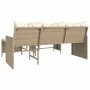 Sofá de jardín en forma de L con mesa y cojines ratán PE beige de , Sofás de exterior - Ref: Foro24-365583, Precio: 224,59 €,...