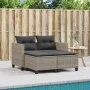 2 seater garden sofa with awning and gray PE rattan stools by , Outdoor sofas - Ref: Foro24-365796, Price: 271,37 €, Discount: %