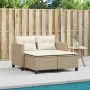 2 seater garden sofa with awning and beige PE rattan stools by , Outdoor sofas - Ref: Foro24-365794, Price: 271,71 €, Discoun...