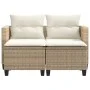 2 seater garden sofa with awning and beige PE rattan stools by , Outdoor sofas - Ref: Foro24-365794, Price: 271,71 €, Discoun...