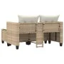 2 seater garden sofa with awning and beige PE rattan stools by , Outdoor sofas - Ref: Foro24-365794, Price: 271,71 €, Discoun...