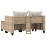 Sofá de jardín 2 plazas con toldo y taburetes ratán PE beige de , Sofás de exterior - Ref: Foro24-365794, Precio: 246,72 €, D...