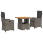 Set comedor de jardín 3 piezas con cojines ratán sintético gris de , Conjuntos de jardín - Ref: Foro24-3277337, Precio: 323,9...