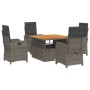 Set comedor de jardín 5 piezas con cojines ratán sintético gris de , Conjuntos de jardín - Ref: Foro24-3277342, Precio: 655,4...