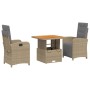 Set comedor de jardín 3 pzas con cojines ratán sintético beige de , Conjuntos de jardín - Ref: Foro24-3277363, Precio: 379,29...