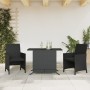 Mesita y sillas con cojines 3 piezas ratán sintético negro de , Conjuntos de jardín - Ref: Foro24-365117, Precio: 187,83 €, D...