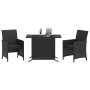 Mesita y sillas con cojines 3 piezas ratán sintético negro de , Conjuntos de jardín - Ref: Foro24-365117, Precio: 187,83 €, D...