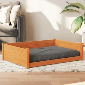 Cama para perros madera de pino marrón cera 105,5x75,5x28 cm de , Camas para perros - Ref: Foro24-844466, Precio: 96,86 €, De...