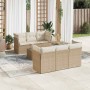 Set sofás de jardín 7 piezas y cojines ratán sintético beige en Conjuntos de jardín | Comprar online en Foru.es