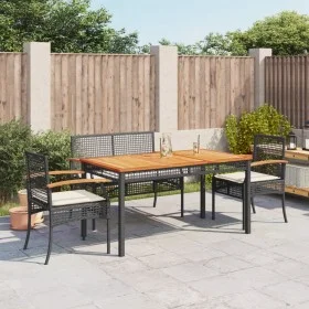 Juego comedor jardín 4 piezas con cojines ratán sintético negro de , Conjuntos de jardín - Ref: Foro24-3213567, Precio: 363,9...