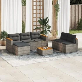 Set sofás jardín y cojines 5 pzas ratán sintético acacia gris de , Conjuntos de jardín - Ref: Foro24-3213538, Precio: 435,01 ...