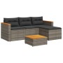Set sofás jardín y cojines 5 pzas ratán sintético acacia gris de , Conjuntos de jardín - Ref: Foro24-3213538, Precio: 411,67 ...